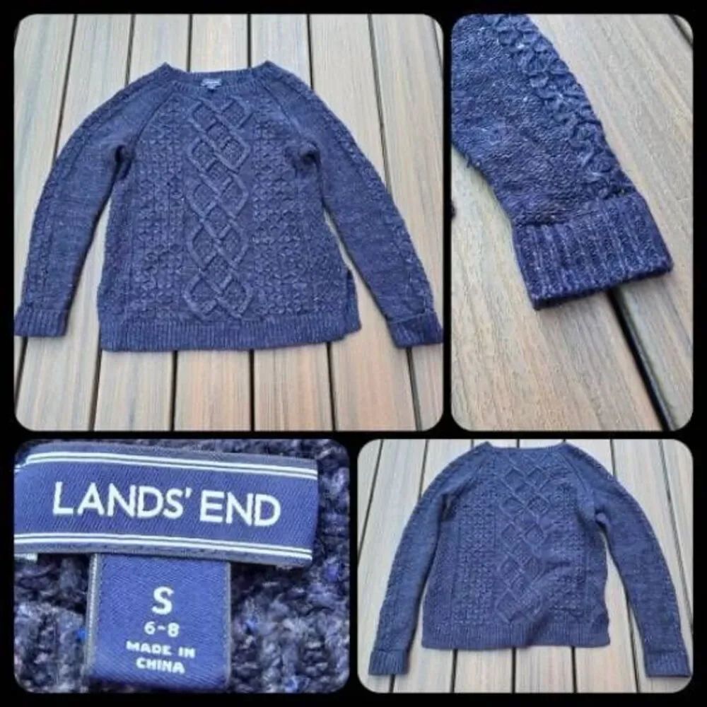 Lands End cable knit warm fall winter sweater,  blue -ish purple small